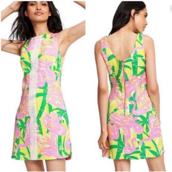 Lilly Pulitzer Dresses & Skirts - Lilly Pulitzer Sleeveless Dress Flamingo Pink Green Size XL 14-16